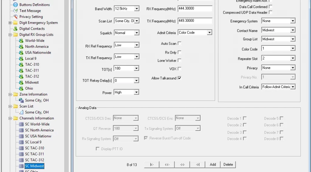 Ham radio codeplug